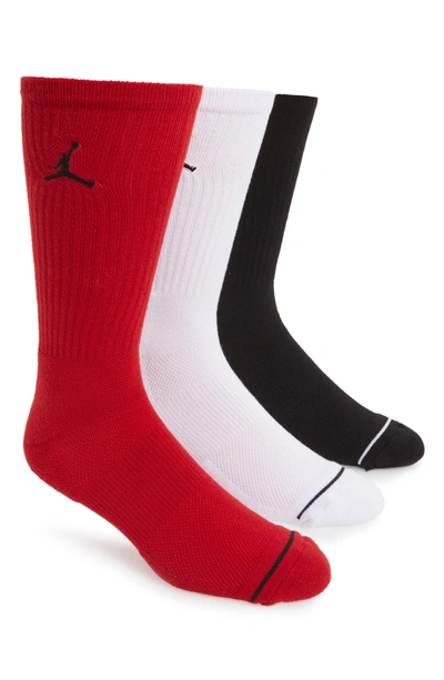 Shop Nike Jumpman 3-pack Dry Crew Socks In White/ Black/ Red