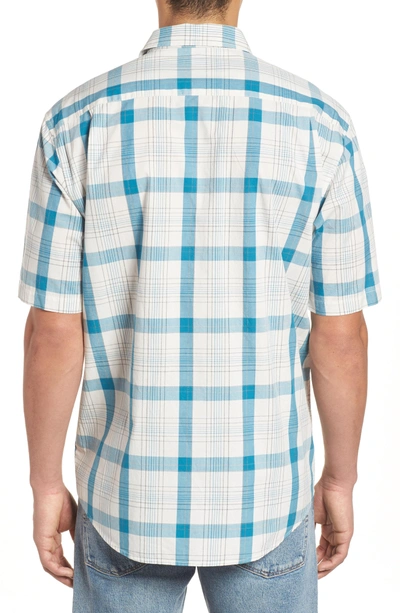 Shop Pendleton Clear Lake Short Sleeve Woven Shirt In Aqua Plaid