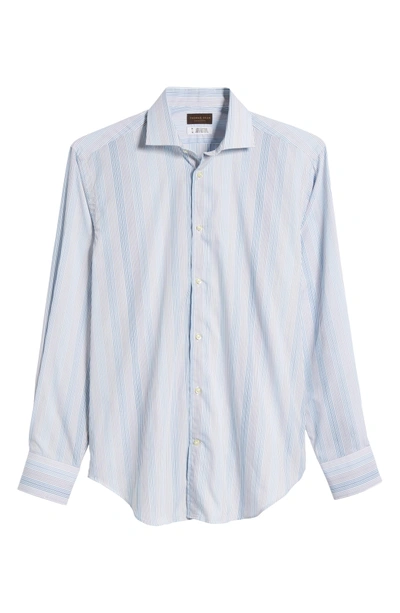Shop Thomas Dean Regular Fit Stripe Sport Shirt In Blue