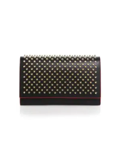 Shop Christian Louboutin Paloma Spiked Leather Clutch In Black