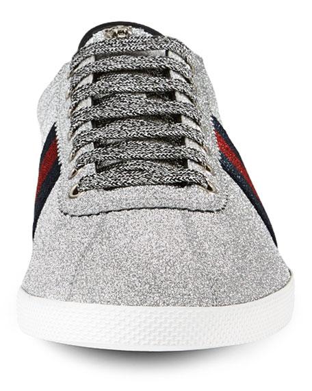 gucci men's bambi web metallic sneakers