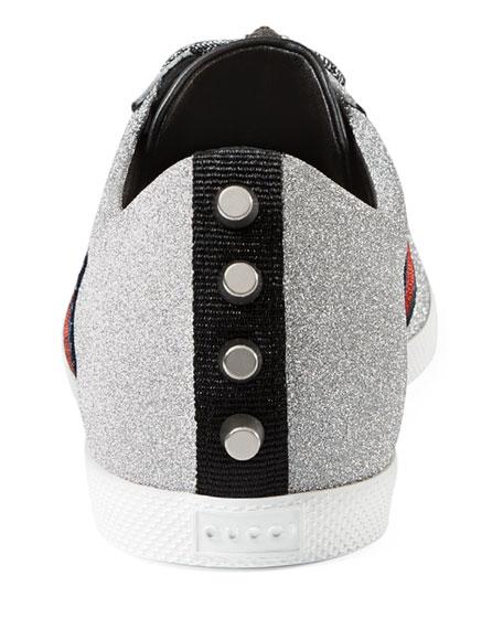 gucci men's bambi web metallic sneakers