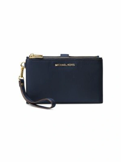 Shop Michael Michael Kors Adele Leather Smartphone Wristlet In Admiral