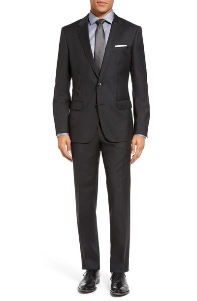 Shop Hugo Boss Huge/genius Trim Fit Wool Suit In Charcoal