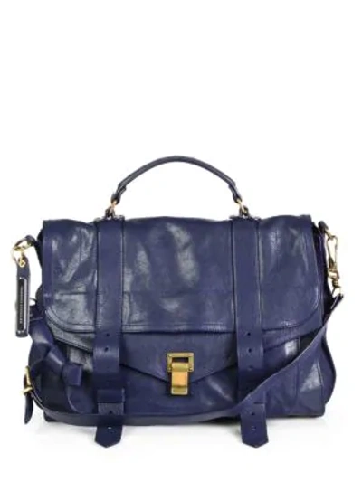 Shop Proenza Schouler Ps1 Large Leather Satchel In Midnight