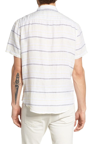 Shop Michael Bastian Stripe Linen Sport Shirt In Pale Lemon