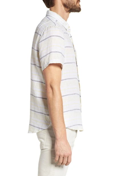 Shop Michael Bastian Stripe Linen Sport Shirt In Pale Lemon