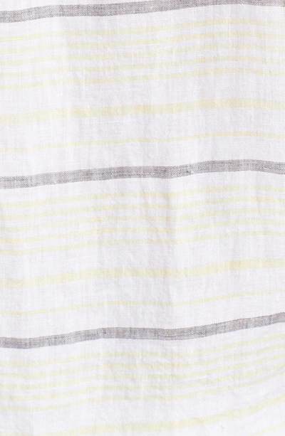 Shop Michael Bastian Stripe Linen Sport Shirt In Pale Lemon