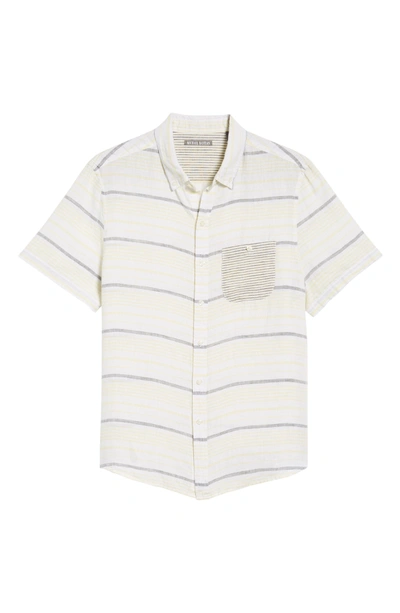 Shop Michael Bastian Stripe Linen Sport Shirt In Pale Lemon