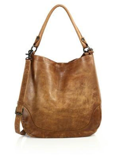 Shop Frye Melissa Leather Hobo Bag In Cognac