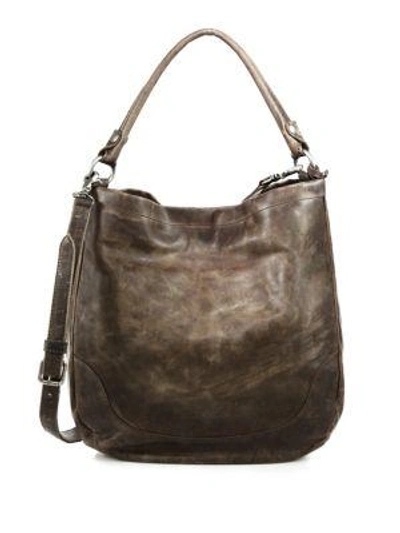 Shop Frye Melissa Leather Hobo Bag In Slate