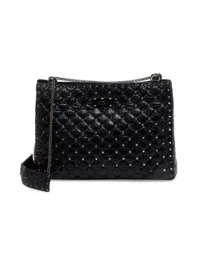 Shop Valentino Rockstud Spike Quilted Leather Chain Shoulder Bag In Black