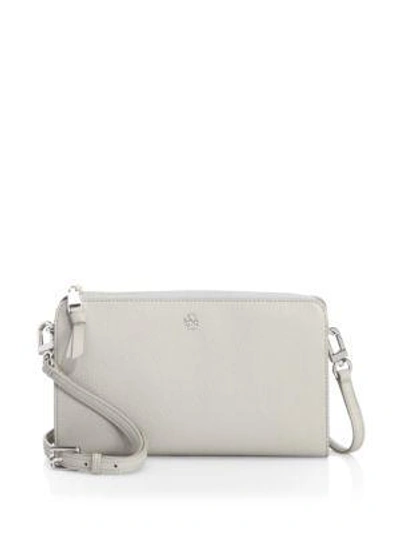 Shop Tory Burch Robinson Pebbled Leather Wallet Crossbody In Concrete