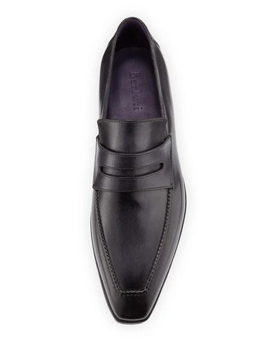 Shop Berluti Andy Leather Loafer, Black