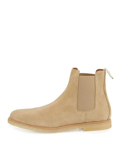 Shop Common Projects Calf Suede Chelsea Boot, Tan