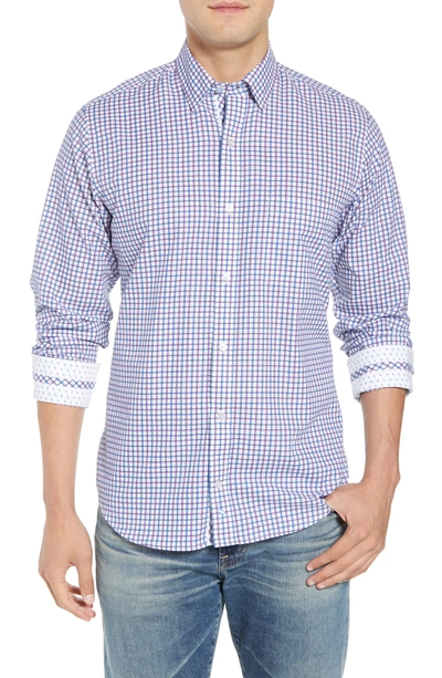 Shop Tailorbyrd Beck Regular Fit Windowpane Sport Shirt In Blue