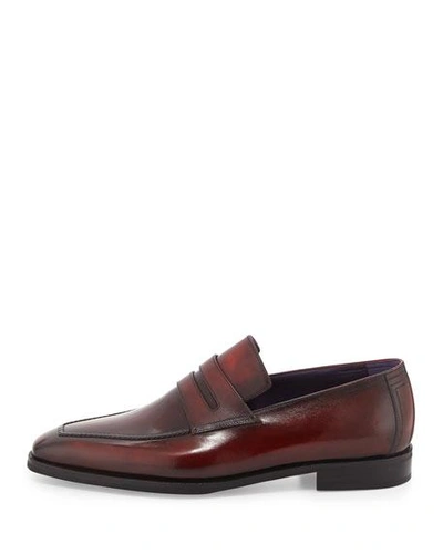 Shop Berluti Andy Burnished Leather Loafer In Red