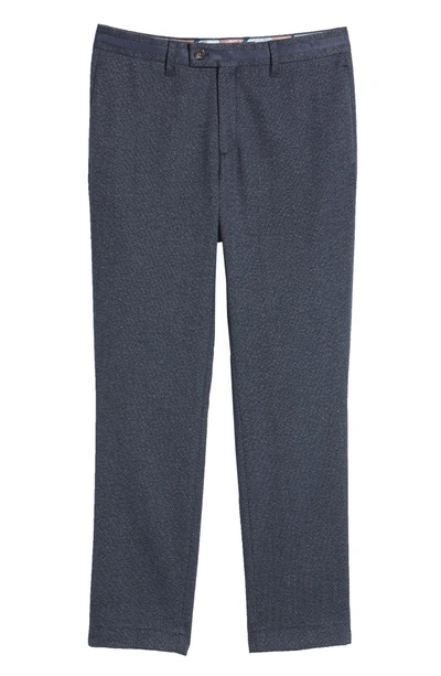 Shop Ted Baker Clifrot Flat Front Stretch Solid Cotton Pants In Navy