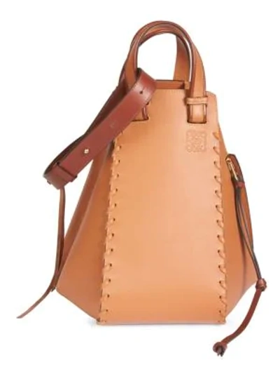 Shop Loewe Hammock Laced Leather Shoulder Bag In Tan