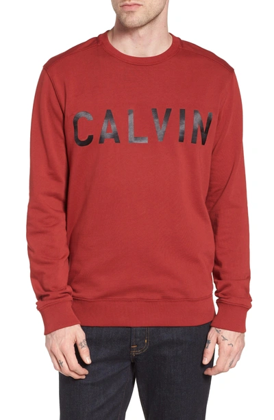 Shop Calvin Klein Jeans Est.1978 Logo Crew Sweatshirt In Russet Red