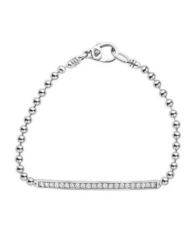 Shop Lagos Caviar Spark Diamond Ball-chain Bracelet In Silver