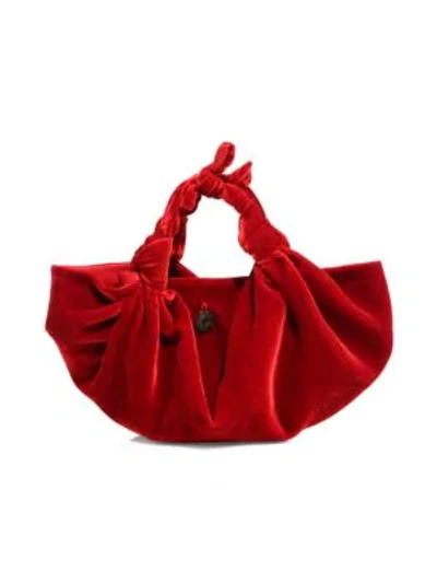 Shop The Row Ascot Velvet Small Hobo Bag In Red
