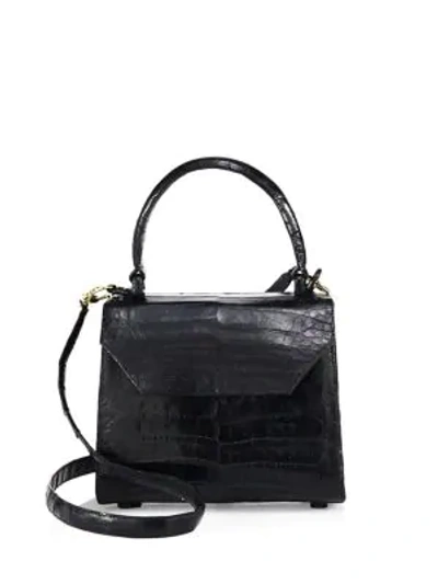Shop Nancy Gonzalez Mini Lily Crocodile Top Handle Bag In Black