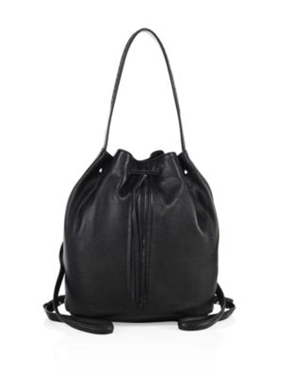 Shop Elizabeth And James Finley Sling Leather Bucket Backpack In Black