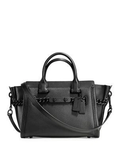 Shop Coach Swagger 27 Leather Satchel In Black