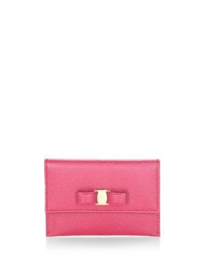 Shop Ferragamo Vara Leather Card Case In Pink