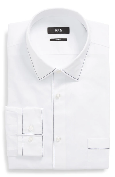 Shop Hugo Boss Jose Slim Fit Solid Dress Shirt In White