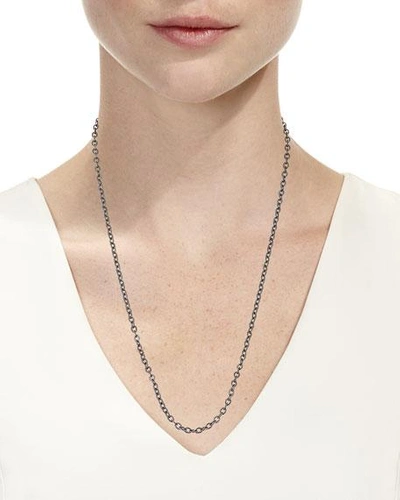 Shop Margo Morrison Rhodium-plated Sterling Silver Chain Necklace With Diamond Clasp, 24"