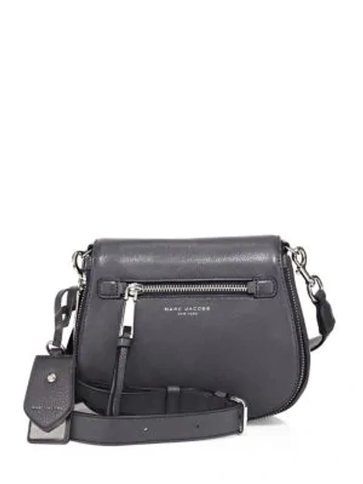 Shop Marc Jacobs Recruit Small Leather Saddle Crossbody Bag In Shadow