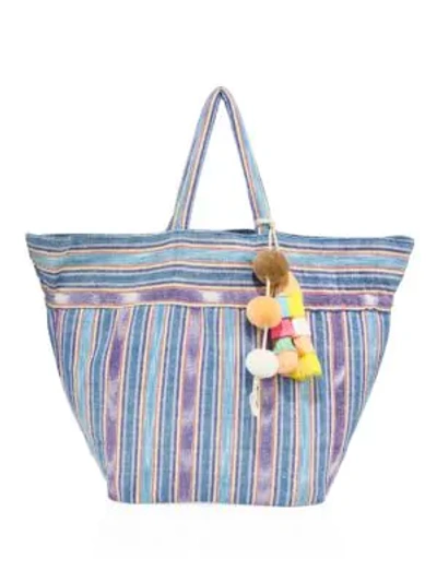 Shop Jadetribe Samui Small Stripe Tote In Blue