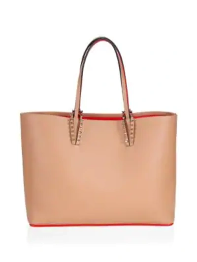 Shop Christian Louboutin Cabata Leather Tote In Nude