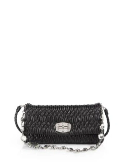 Shop Miu Miu Double-strap Quilted Leather Shoulder Bag In Black