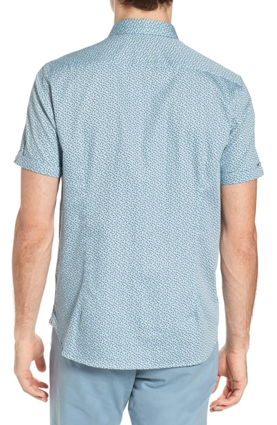 Shop Ted Baker Narnar Trim Fit Geo Print Camp Shirt In Blue