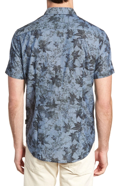 Shop John Varvatos Regular Fit Print Short Sleeve Sport Shirt In Indigo