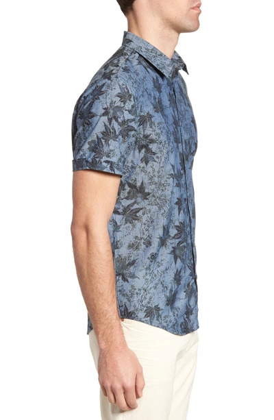 Shop John Varvatos Regular Fit Print Short Sleeve Sport Shirt In Indigo