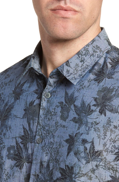 Shop John Varvatos Regular Fit Print Short Sleeve Sport Shirt In Indigo