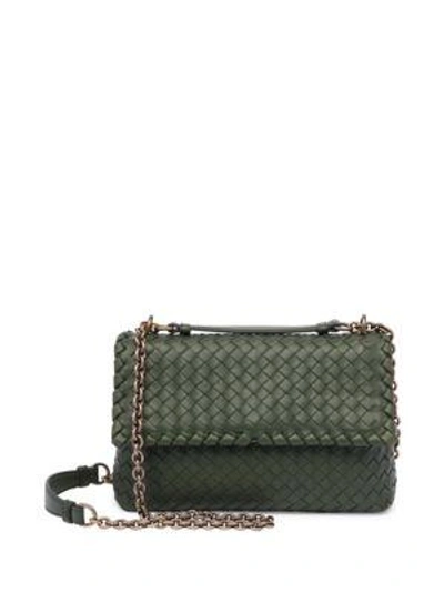 Shop Bottega Veneta Small Olimpia Intrecciato Leather Chain Shoulder Bag In Moss