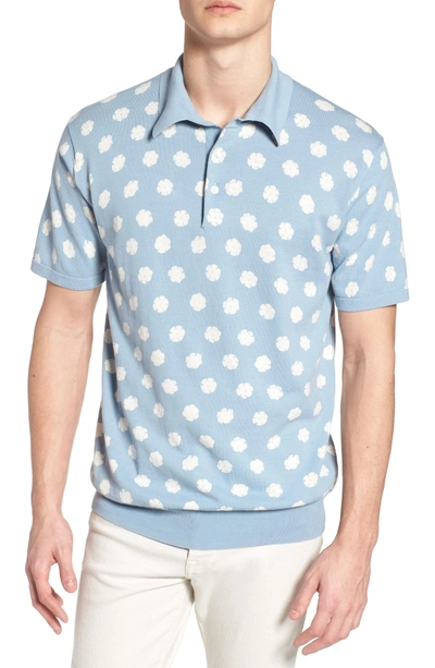 Shop French Connection Superfine Hibiscus Slim Fit Polo In Ashley Blue