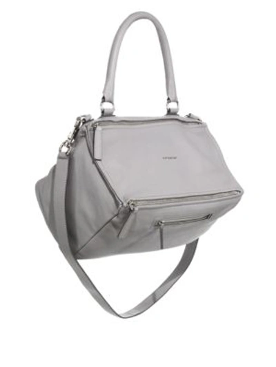 Shop Givenchy Pandora Medium Leather Shoulder Bag In Pearl Grey