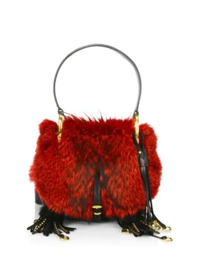 Shop Prada Corsaire Fox Fur & Leather Bag In Rosso