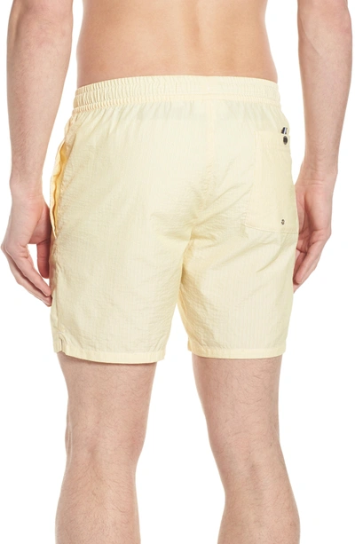 Shop Lacoste Seersucker Swim Trunks In Solstice Yellow