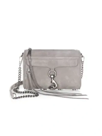 Shop Rebecca Minkoff Mini M.a.c. Leather Crossbody Bag In Grey