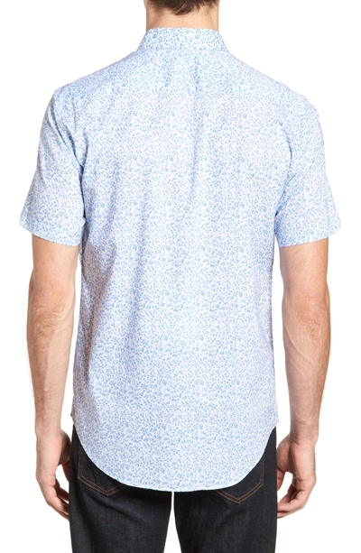 Shop Zachary Prell Defazio Leaf Print Short Sleeve Sport Shirt In Ice Blue