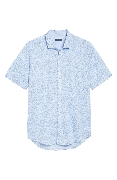 Shop Zachary Prell Defazio Leaf Print Short Sleeve Sport Shirt In Ice Blue