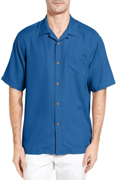 Shop Tommy Bahama Royal Bermuda Silk Blend Camp Shirt In Cobalt Sea