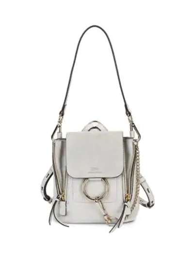 Shop Chloé Faye Mini Leather & Suede Backpack In Airy Grey